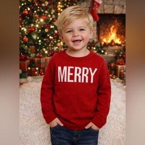 Red "MERRY" Holiday Knit Sweater